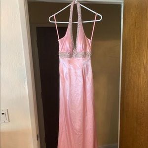 Light pink full length prom dress